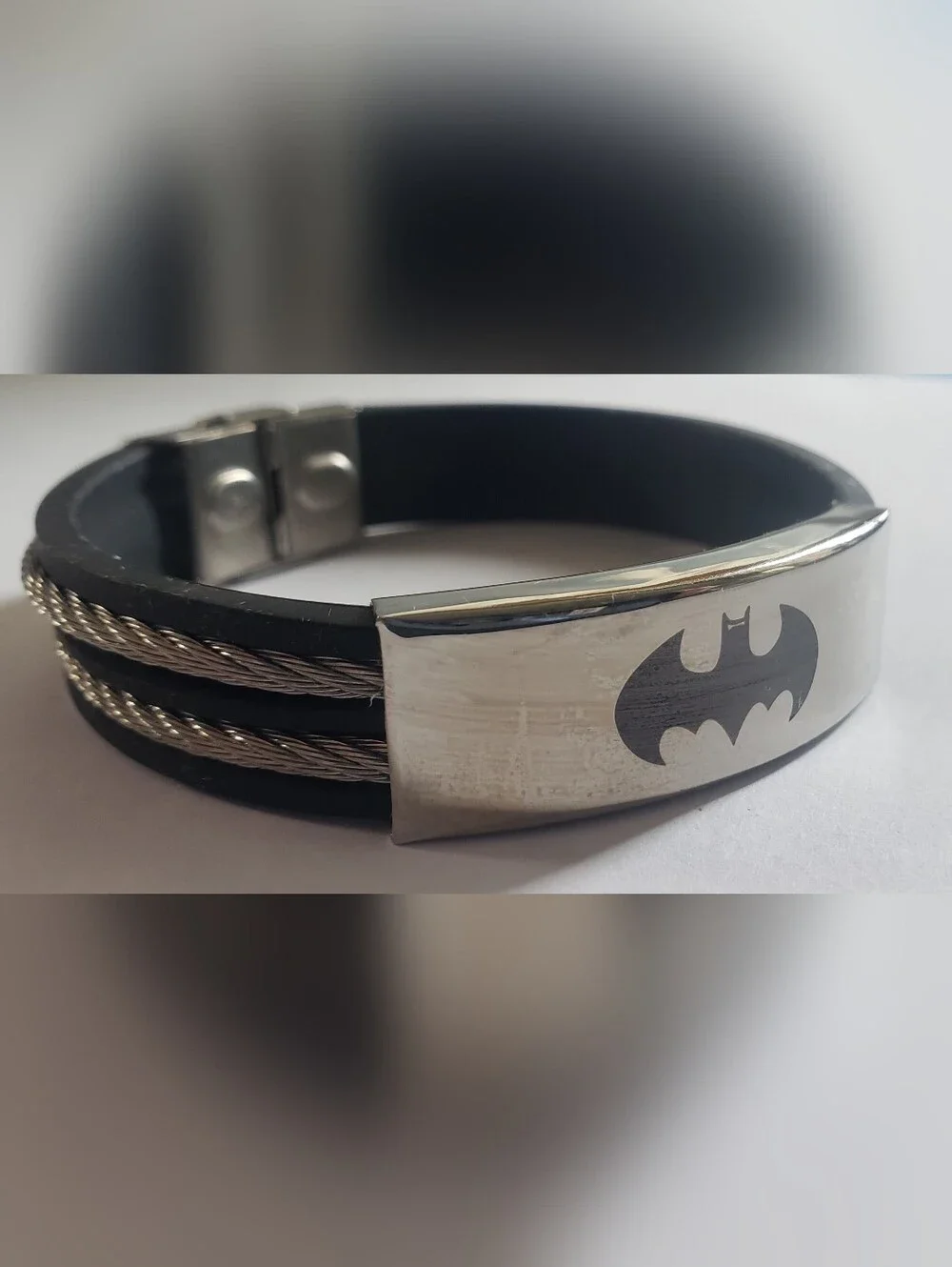 Marvel Black and Silver Batman Logo Men's Bracelet